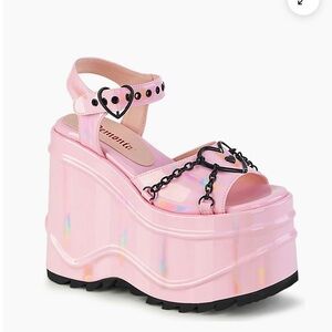 Pink Holographic Demonia Platform Sandals - NWOT